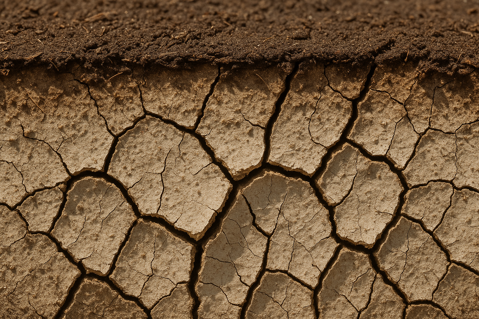 Cracked, degraded Australian soil · bare paddock · the bill on the ground · no humans
