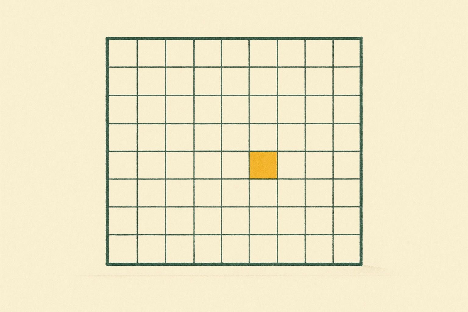 Editorial overhead of a Hedera node, a Guardian policy printout, a soil core, and a 1 m² brass surveyor tag arranged in a grid on cream paper.